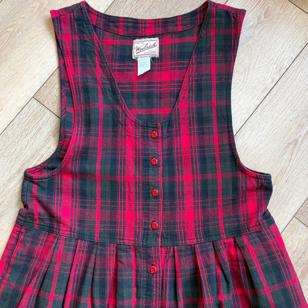 Vintage Woolrich Plaid Cotton Jumper Dress Women's Size XL Cottage Farm - Picture 3 of 7